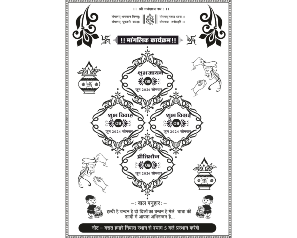 Indian Hindu Shaadi Card Matter Design