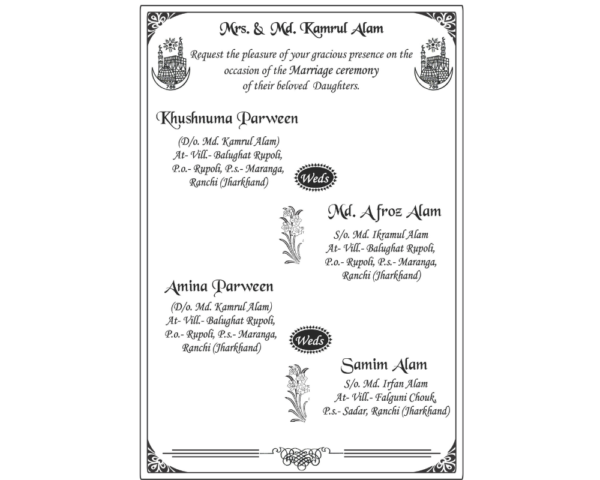 Indian Muslim Shaadi Card Matter Design