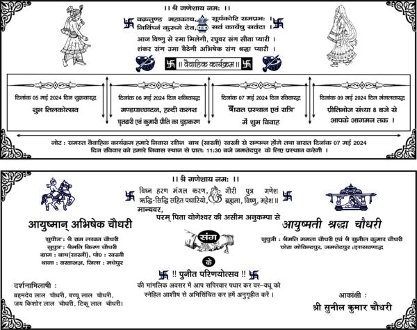 Indian Hindu Wedding Card Format CDR