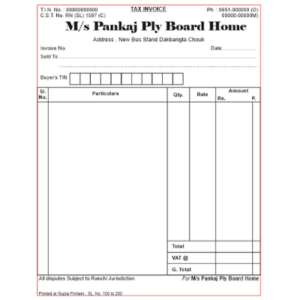 Ply Board Shop Invoice Bill Book Design CDR