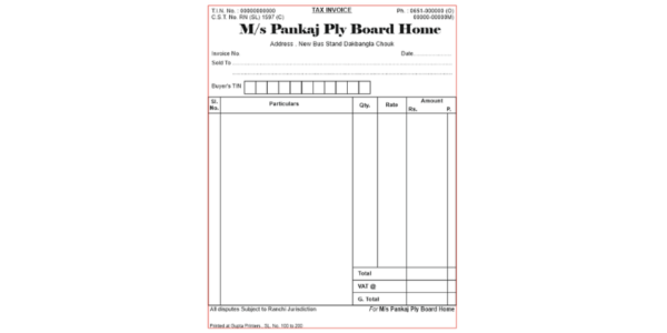 Ply Board Shop Invoice Bill Book Design CDR