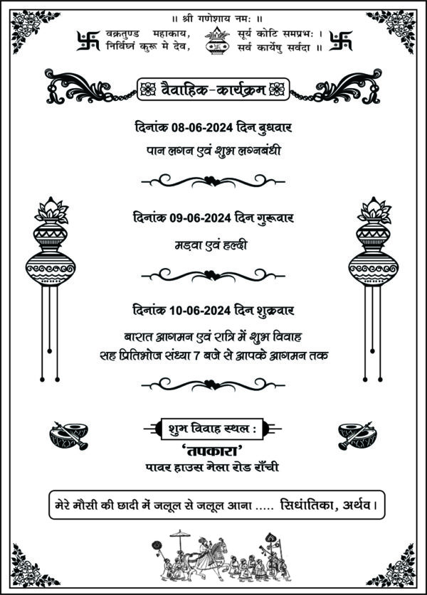 Indian Hindu Wedding Card Format CDR