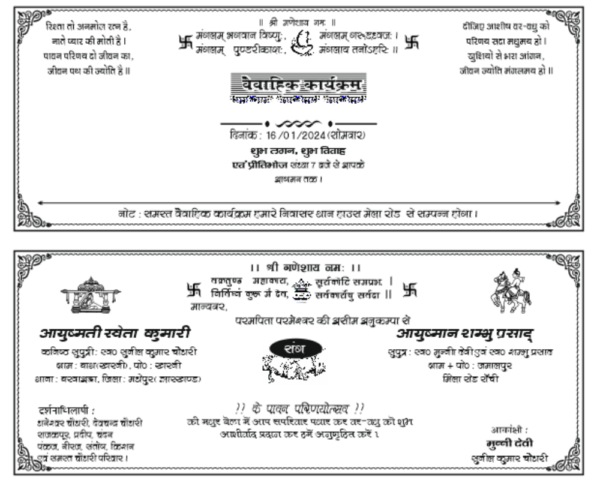 Indian Hindu Wedding Card Format CDR